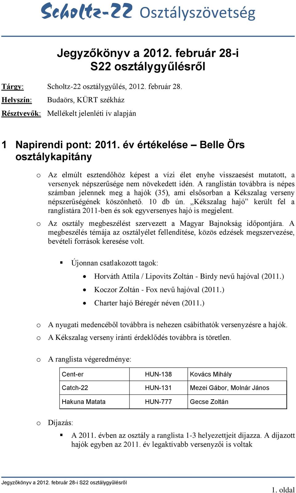 A ranglistán továbbra is népes számban jelennek meg a hajók (35), ami elsősorban a Kékszalag verseny népszerűségének köszönhető. 10 db ún.