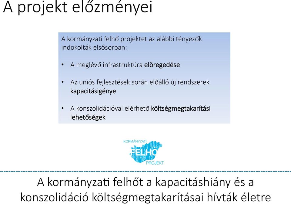 új rendszerek kapacitásigénye A konszolidációval elérhető költségmegtakarítási