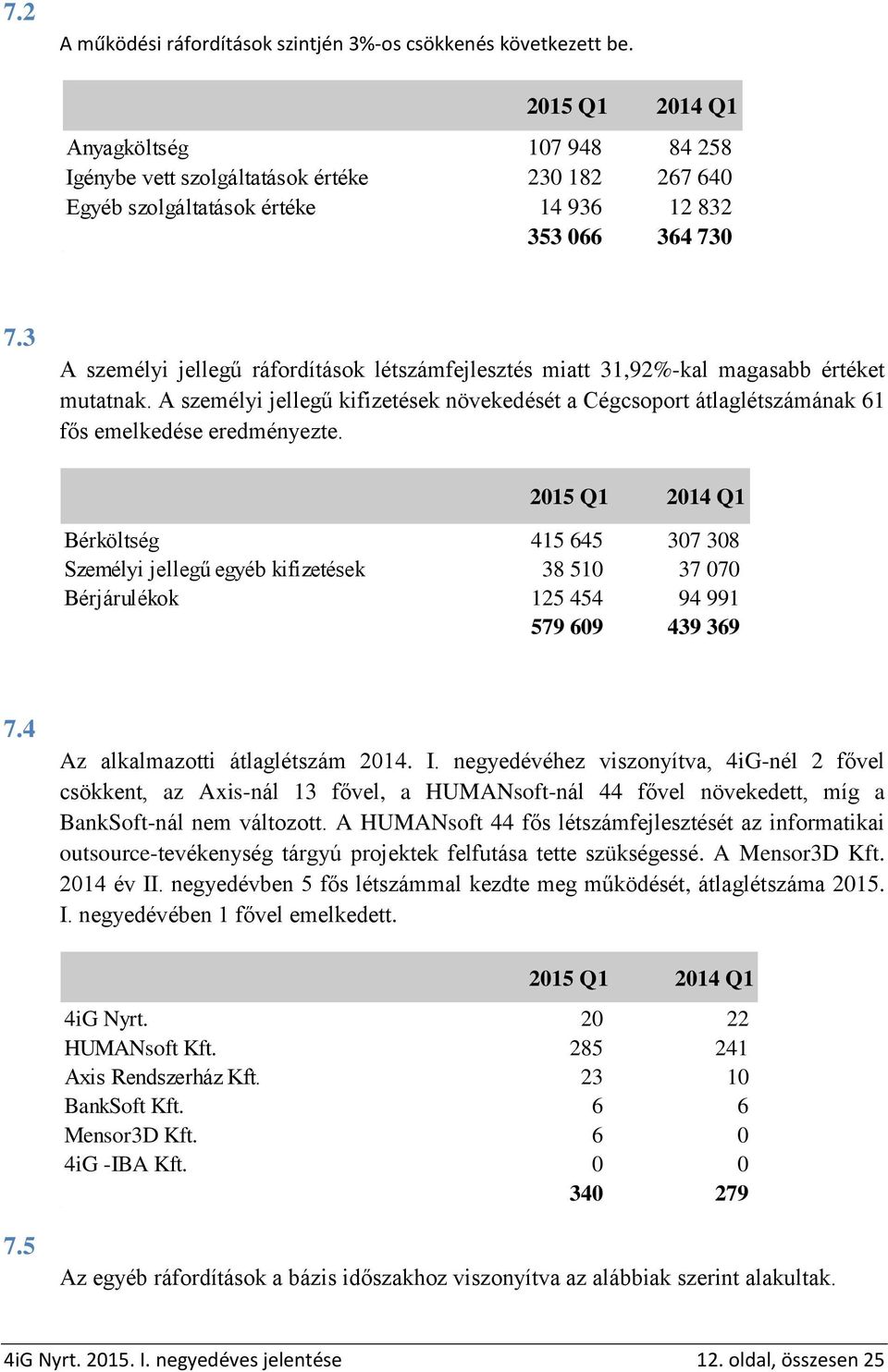 3 Személyi jellegű ráfordítások A személyi jellegű ráfordítások létszámfejlesztés miatt 31,92%-kal magasabb értéket mutatnak.