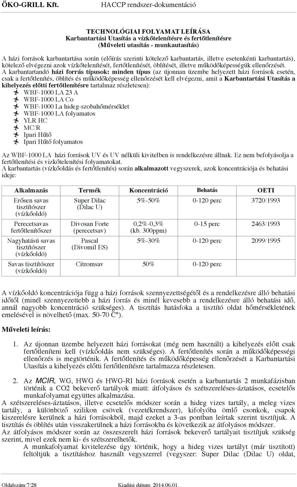 HACCP TERVDOKUMENTÁCIÓ - PDF Ingyenes letöltés