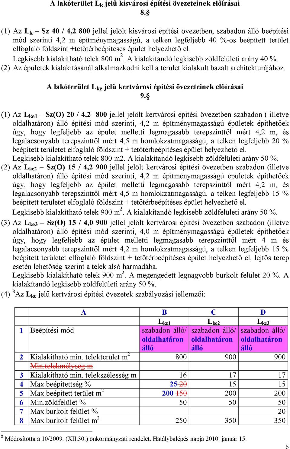 +tetőtérbeépítéses épület helyezhető el. Legkisebb kialakítható telek 800 m 2. A kialakítandó legkisebb zöldfelületi arány 40 %.