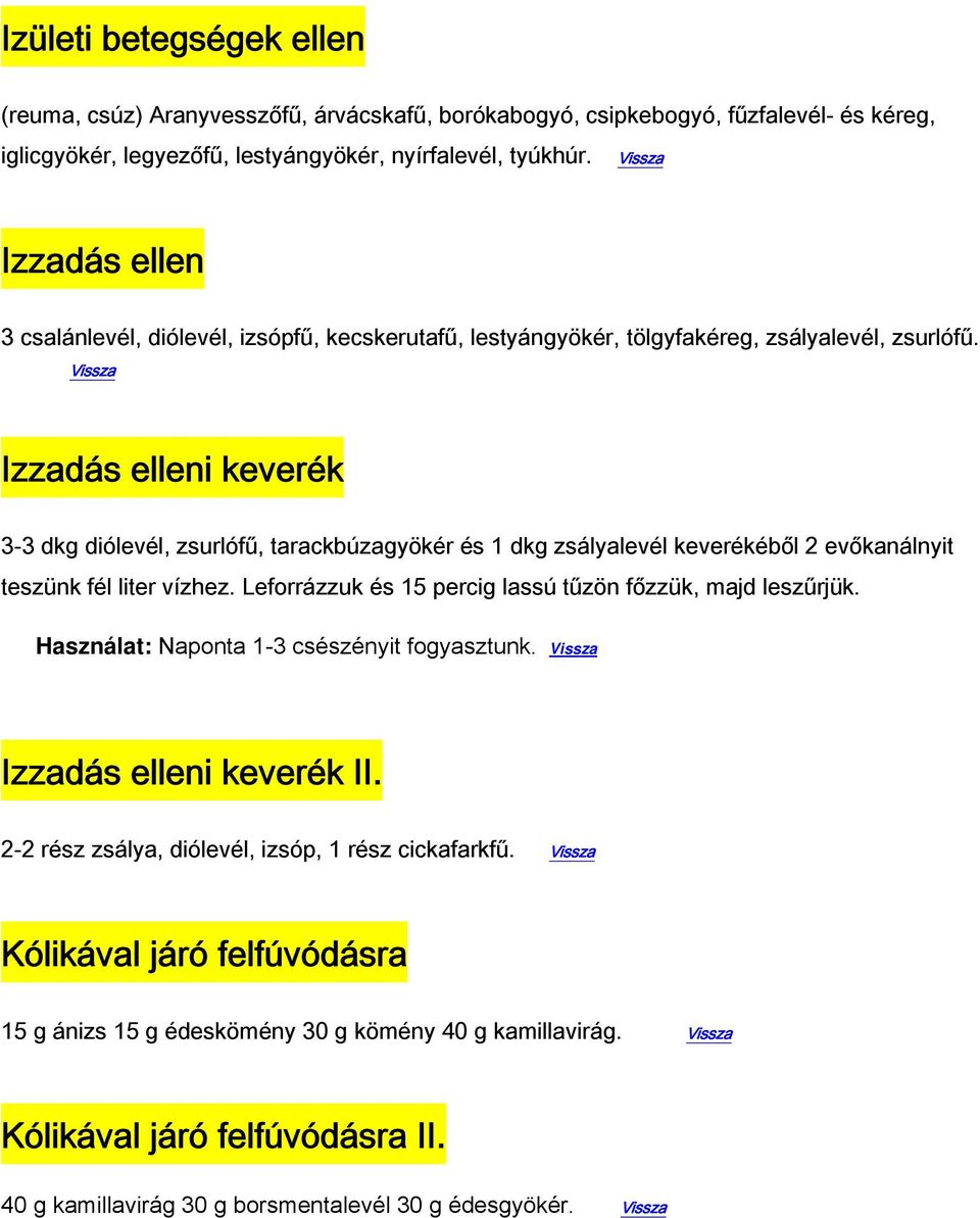 Izzadás elleni keverék 3-3 dkg diólevél, zsurlófű, tarackbúzagyökér és 1 dkg zsályalevél keverékéből 2 evőkanálnyit teszünk fél liter vízhez.