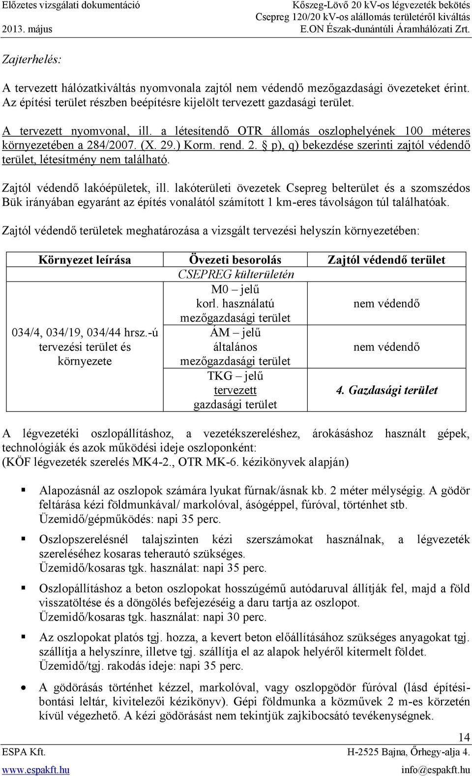 Zajtól védendő lakóépületek, ill. lakóterületi övezetek Csepreg belterület és a szomszédos Bük irányában egyaránt az építés vonalától számított 1 km-eres távolságon túl találhatóak.