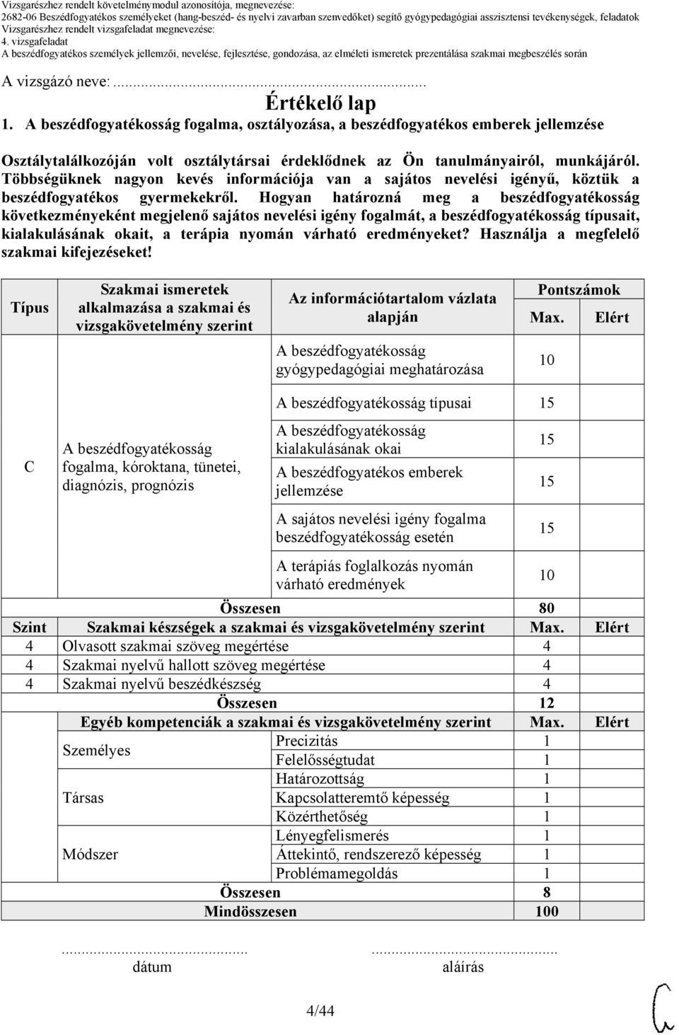 Hogyan határozná meg a beszédfogyatékosság következményeként megjelenő sajátos nevelési igény fogalmát, a beszédfogyatékosság típusait, kialakulásának okait, a terápia nyomán várható eredményeket?