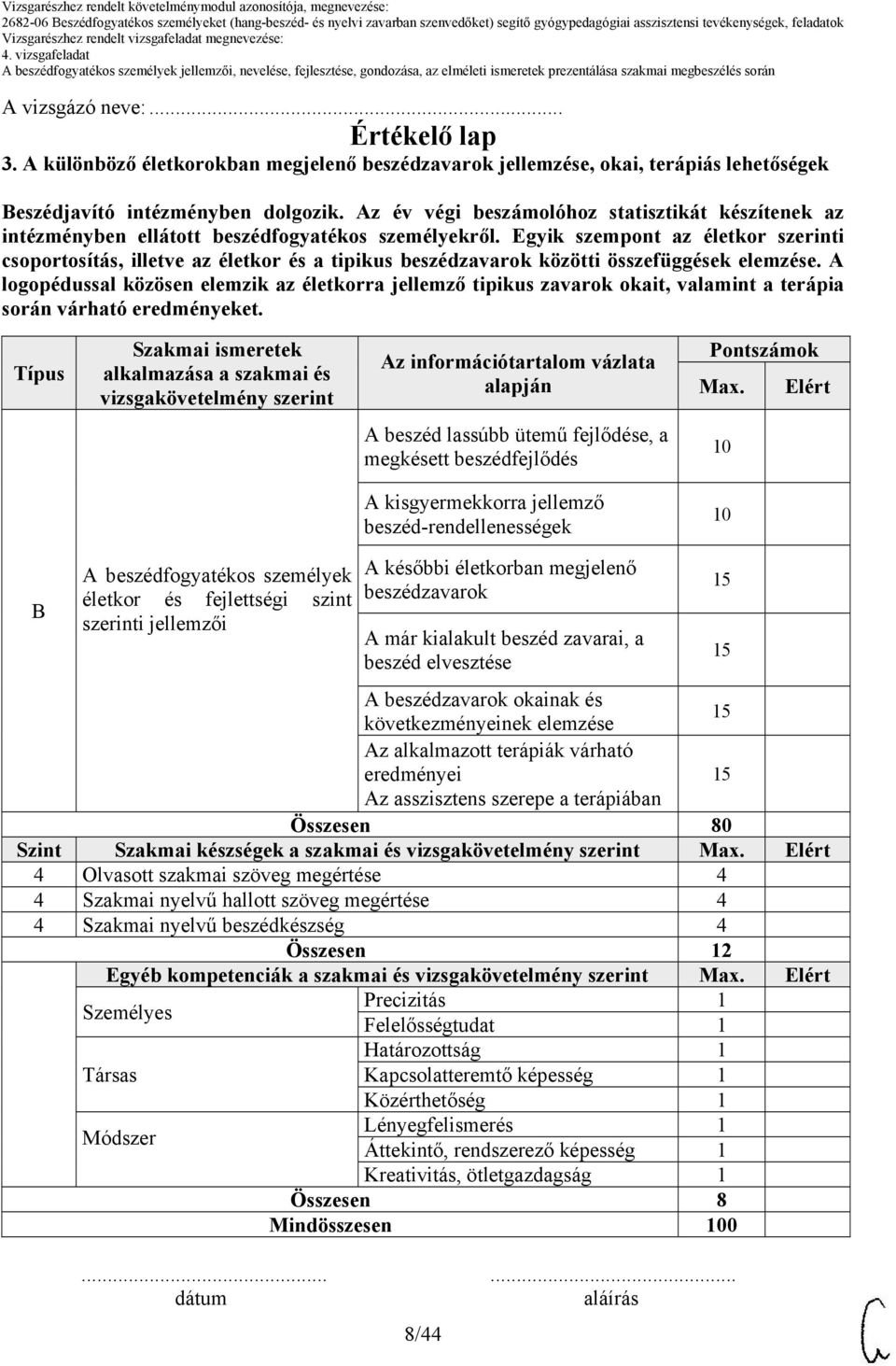 Egyik szempont az életkor szerinti csoportosítás, illetve az életkor és a tipikus beszédzavarok közötti összefüggések elemzése.