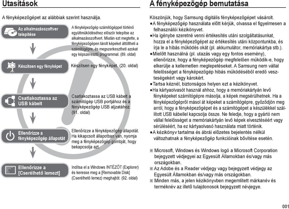 együttműködéséhez először telepítse az alkalmazásszoftvert. Miután ezt megtette, a fényképezőgépen tárolt képeket áttöltheti a számítógépre, és megszerkesztheti azokat egy képszeresztő programmal.