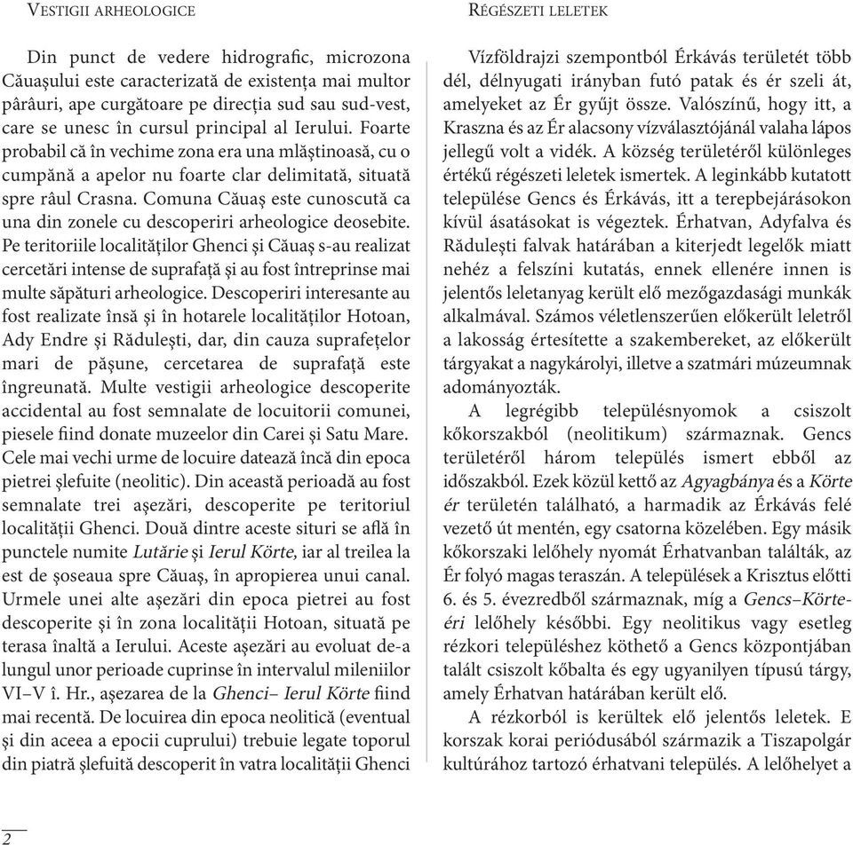 Comuna Căuaş este cunoscută ca una din zonele cu descoperiri arheologice deosebite.