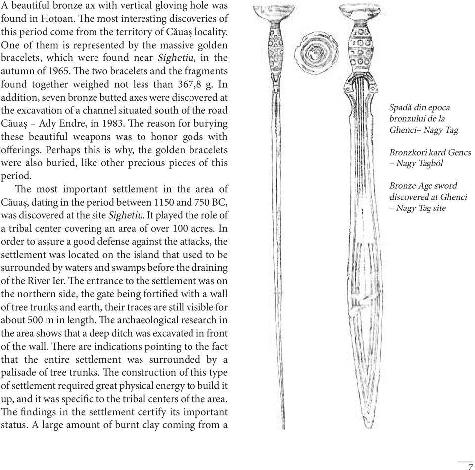 In addition, seven bronze butted axes were discovered at the excavation of a channel situated south of the road Căuaş Ady Endre, in 1983.