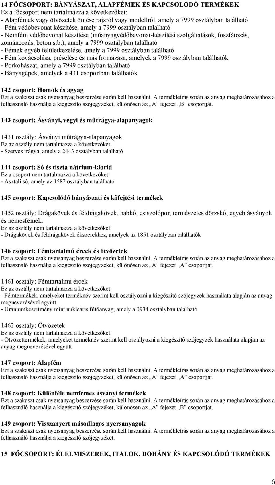 ), amely a 7999 osztályban található - Fémek egyéb felületkezelése, amely a 7999 osztályban található - Fém kovácsolása, préselése és más formázása, amelyek a 7999 osztályban - Porkohászat, amely a