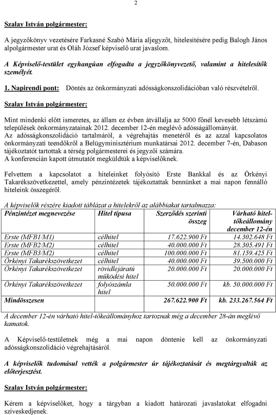 Mint mindenki előtt ismeretes, az állam ez évben átvállalja az 5000 főnél kevesebb létszámú települések önkormányzatainak 2012. december 12-én meglévő adósságállományát.