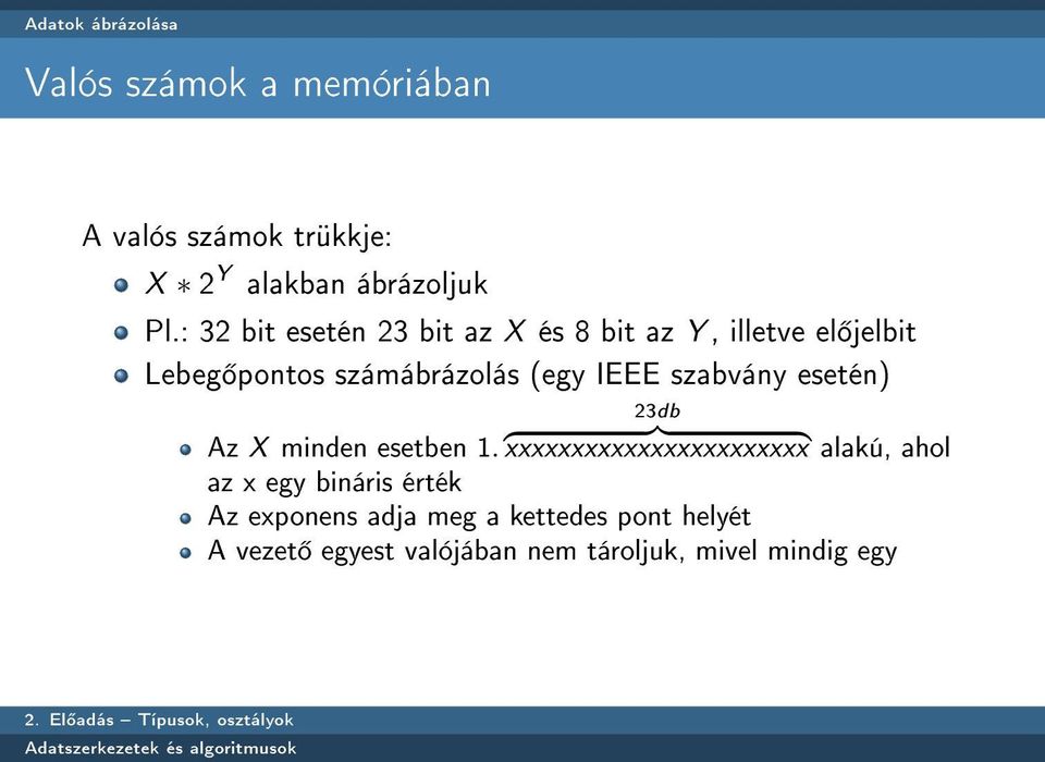 szabvány esetén) 23db { }} { Az X minden esetben 1.