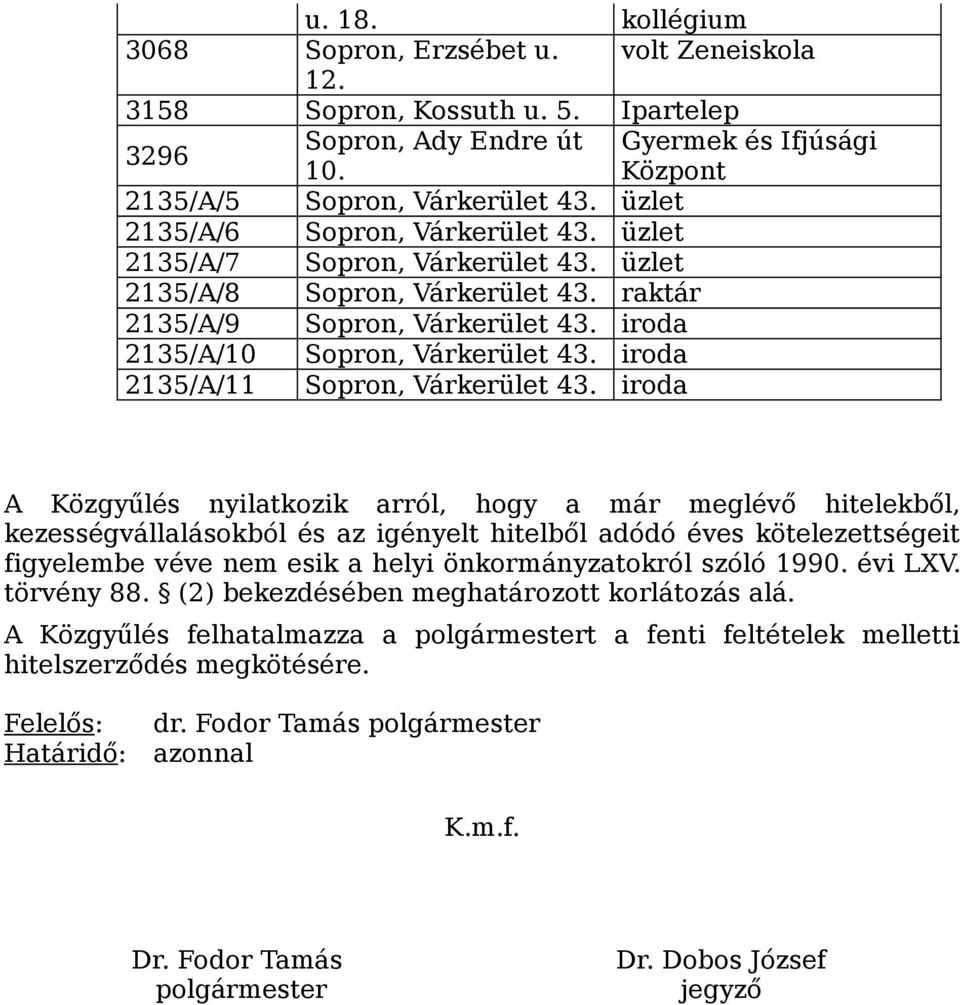iroda 2135/A/11 Sopron, Várkerület 43.