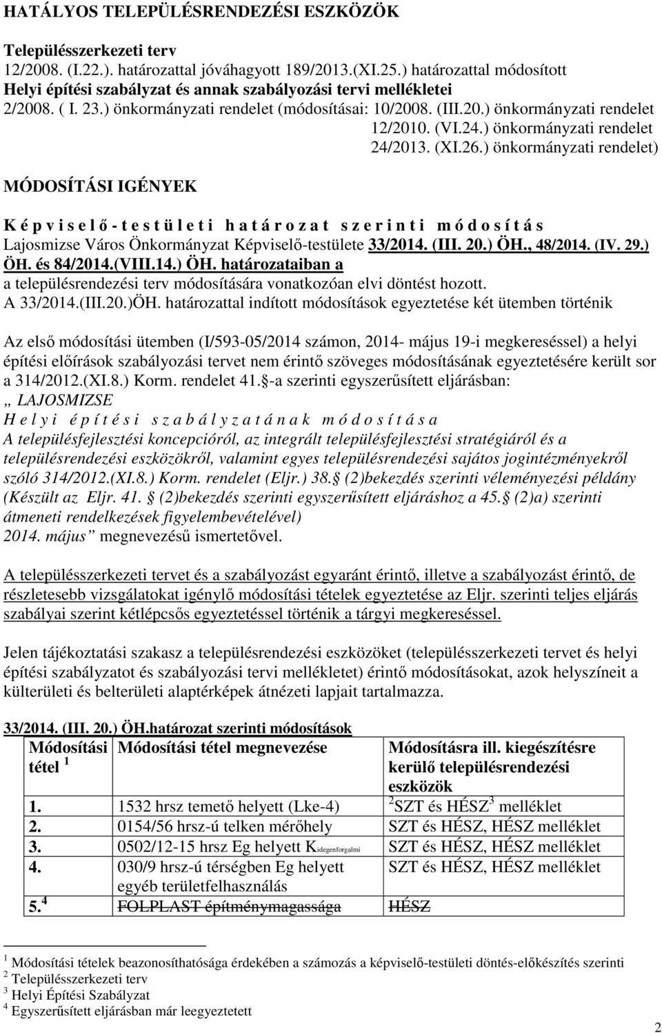 (VI.24.) önkormányzati rendelet 24/2013. (XI.26.