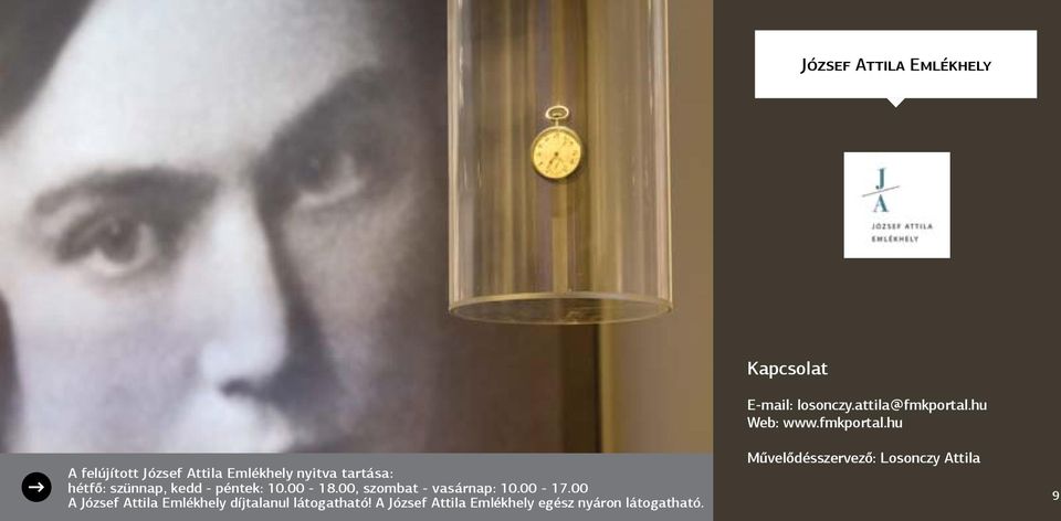 00 A József Attila Emlékhely díjtalanul látogatható!