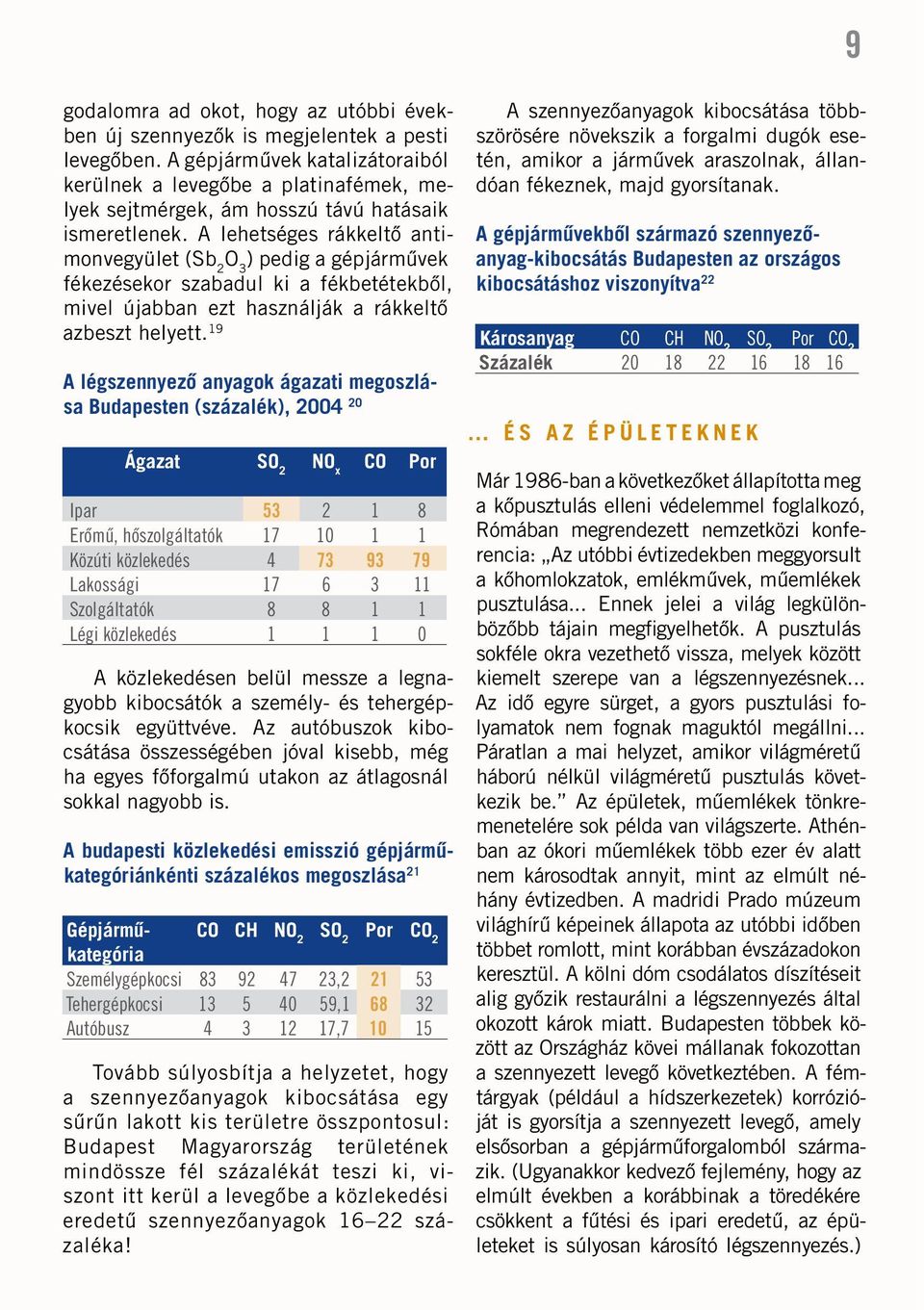 A lehetséges rákkeltô antimonvegyület (Sb 2 O 3 ) pedig a gépjármûvek fékezésekor szabadul ki a fékbetétekbôl, mivel újabban ezt használják a rákkeltô azbeszt helyett.