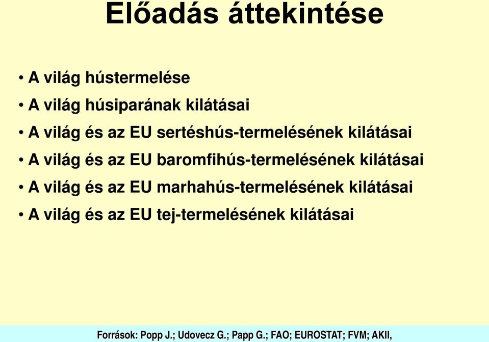 kilátásai A világ és az EU marhahús-termelésének kilátásai A világ és az EU