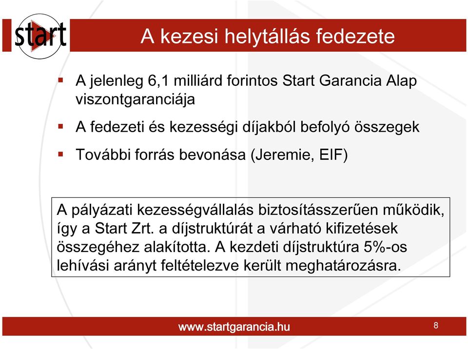 kezességvállalás biztosításszerűen működik, így a Start Zrt.