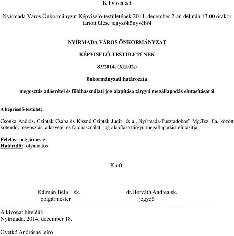 Csonka András, Czipták Csaba és Kissné Czipták Judit és a Nyírmada-Pusztadobos Mg.Tsz. f.