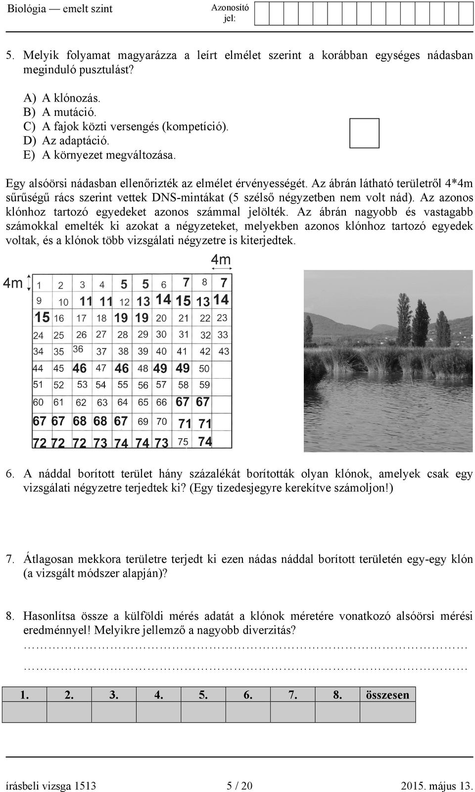 Az azonos klónhoz tartozó egyedeket azonos számmal jelölték.