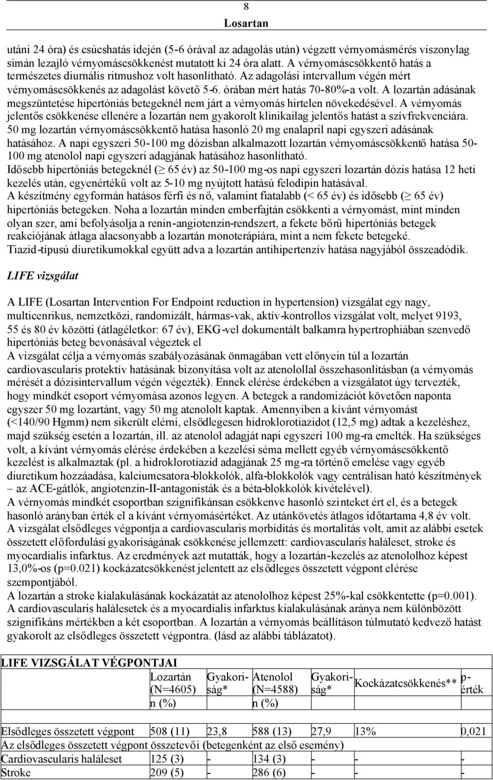 A lozartán adásának megszüntetése hipertóniás betegeknél nem járt a vérnyomás hirtelen növekedésével.