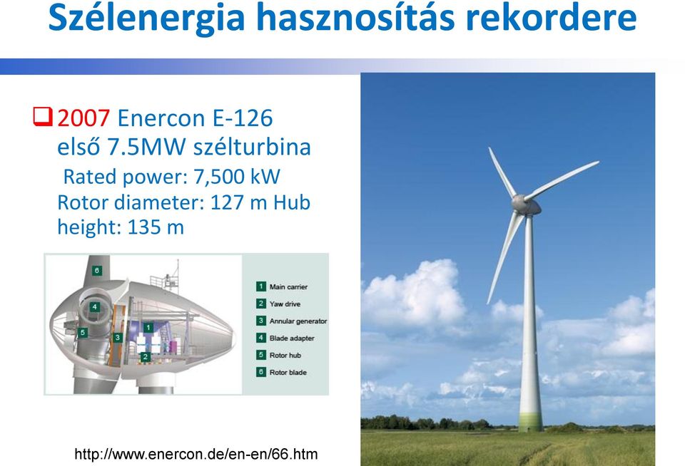 5MW szélturbina Rated power: 7,500 kw