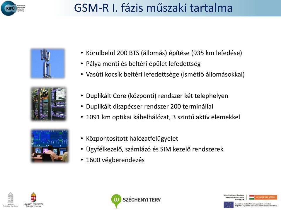 lefedettség Vasúti kocsik beltéri lefedettsége (ismétlő állomásokkal) Duplikált Core (központi) rendszer két