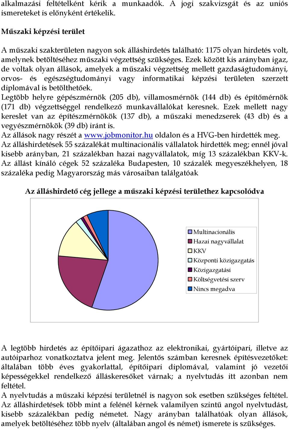 Ezek között kis arányban igaz, de voltak olyan állások, amelyek a műszaki végzettség mellett gazdaságtudományi, orvos- és egészségtudományi vagy informatikai képzési területen szerzett diplomával is