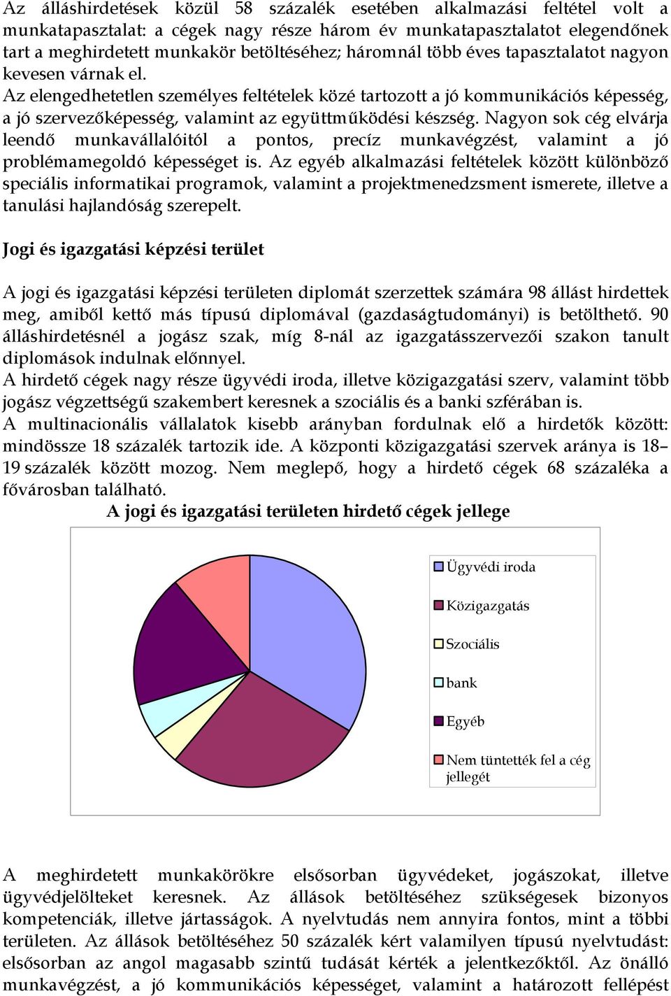 Az elengedhetetlen személyes feltételek közé tartozott a jó kommunikációs képesség, a jó szervezőképesség, valamint az együttműködési készség.