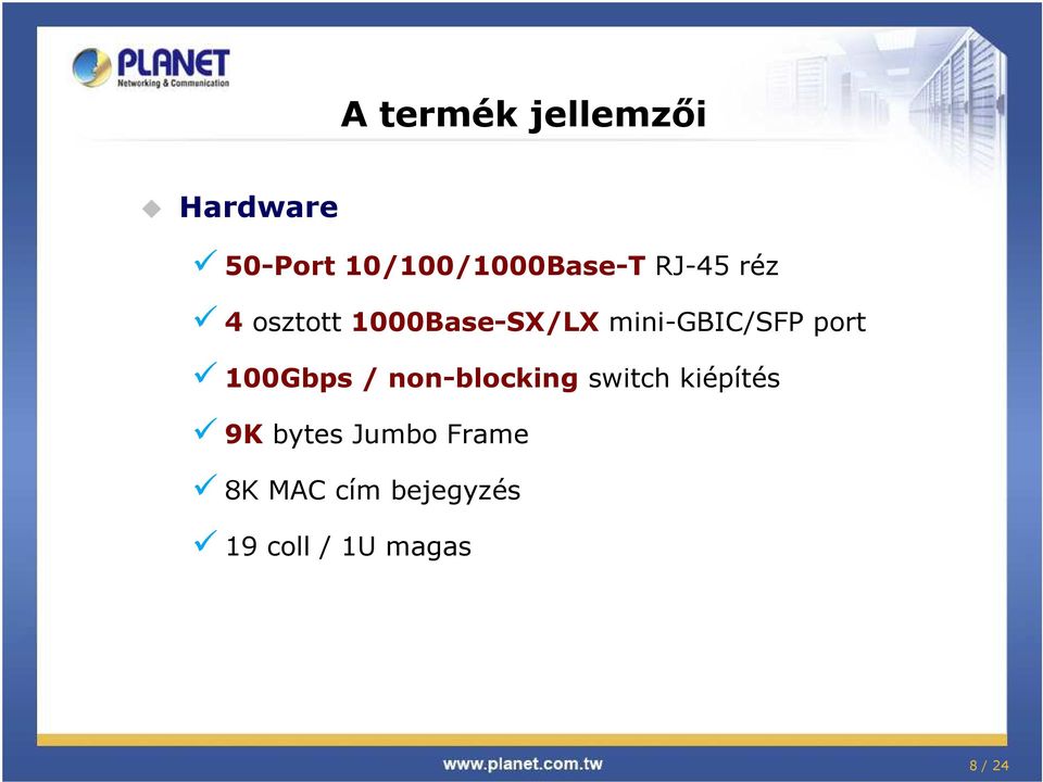 100Gbps / nonblocking switch kiépítés 9K bytes