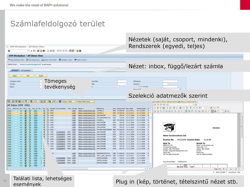 Tömeges tevékenység Szelekció adatmezők szerint 11 Találati