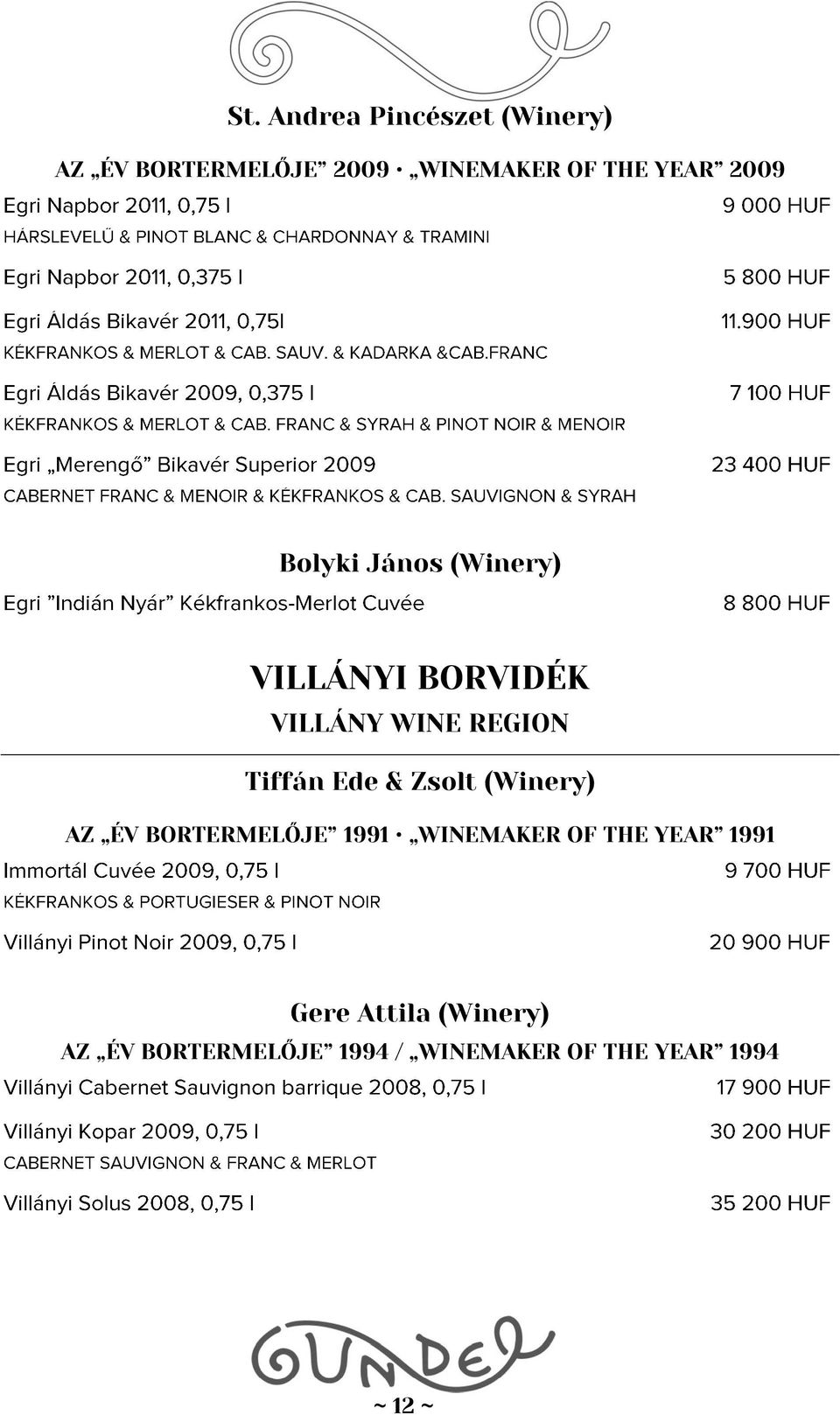 Tiffán Ede & Zsolt (Winery) AZ ÉV BORTERMELŐJE 1991 WINEMAKER OF THE YEAR