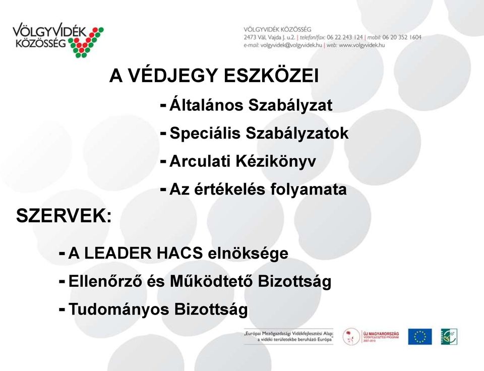 SZERVEK: - Az értékelés folyamata - A LEADER HACS