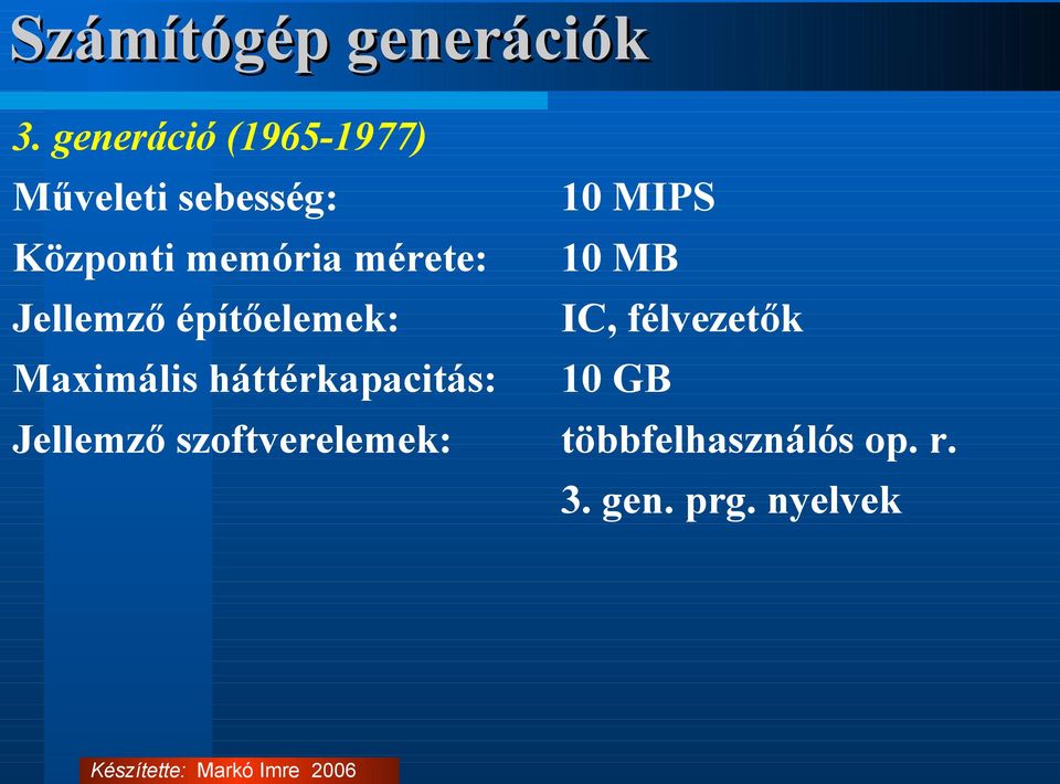 mérete: Jellemző építőelemek: Maximális háttérkapacitás: 10