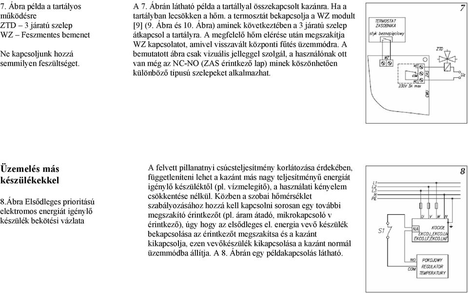 A megfelelő hőm elérése után megszakítja WZ kapcsolatot, amivel visszavált központi fűtés üzemmódra.