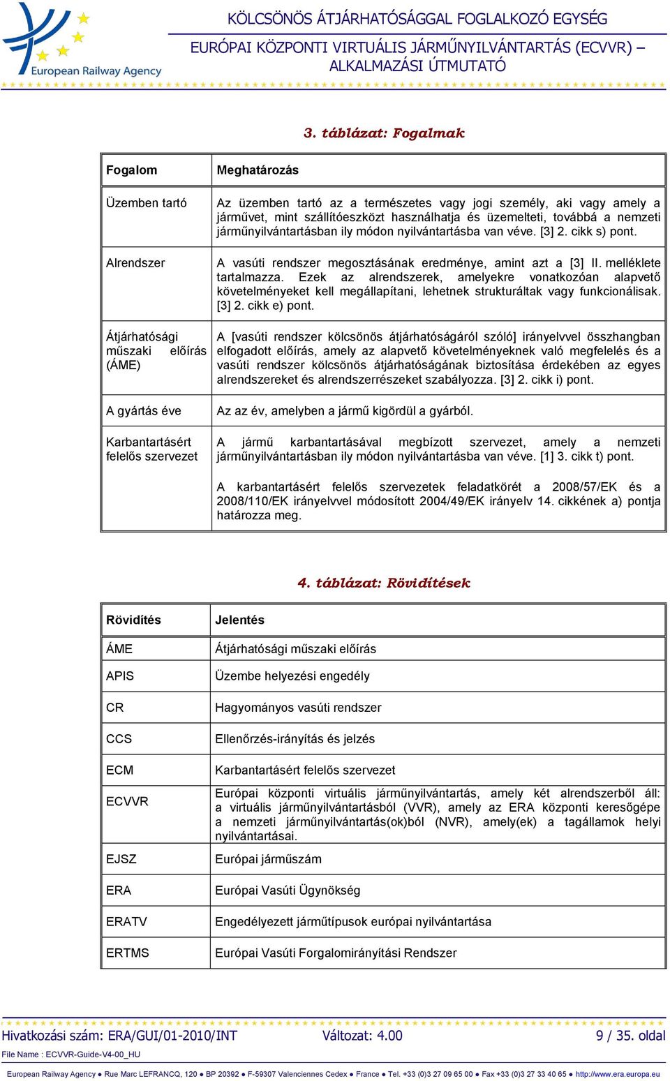 A vasúti rendszer megosztásának eredménye, amint azt a [3] II. melléklete tartalmazza.