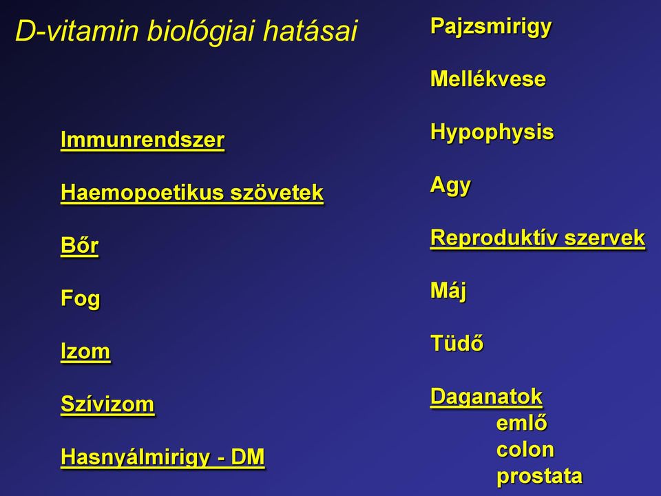 Szívizom Hasnyálmirigy - DM Hypophysis Agy