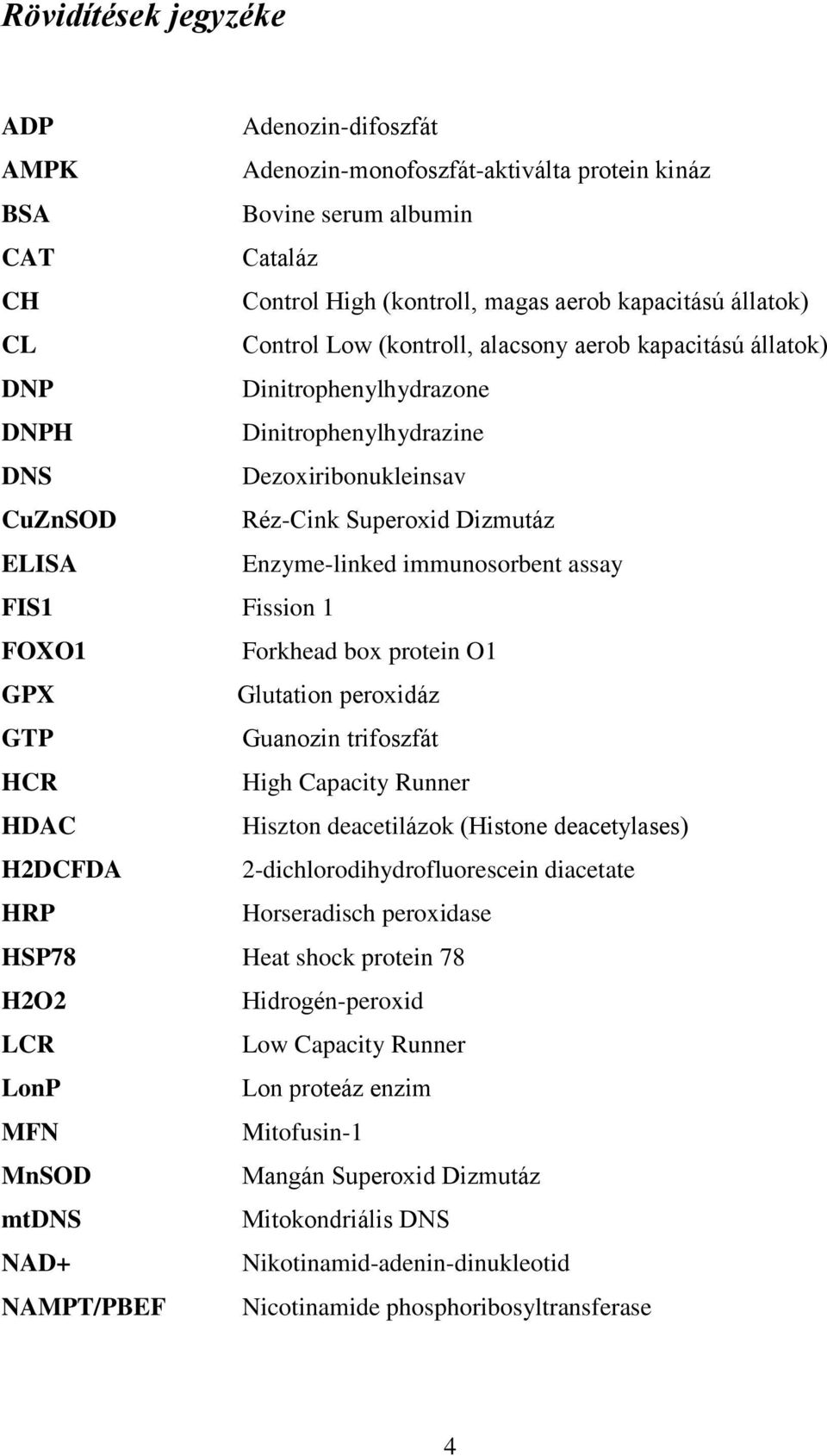 immunosorbent assay FIS1 Fission 1 FOXO1 Forkhead box protein O1 GPX Glutation peroxidáz GTP Guanozin trifoszfát HCR High Capacity Runner HDAC Hiszton deacetilázok (Histone deacetylases) H2DCFDA