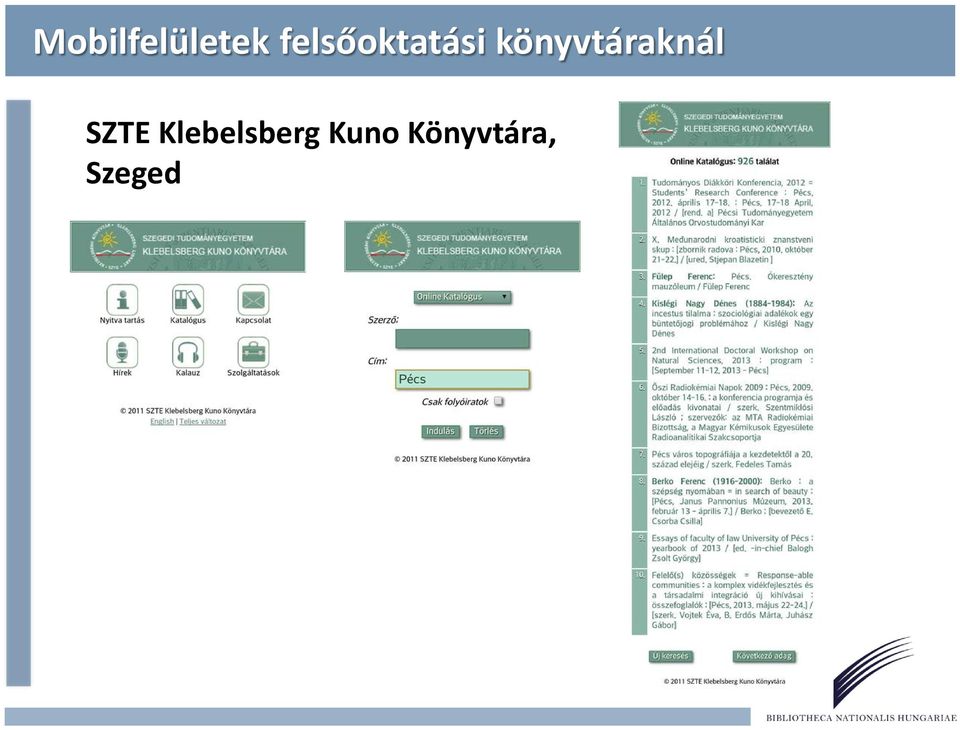 könyvtáraknál SZTE