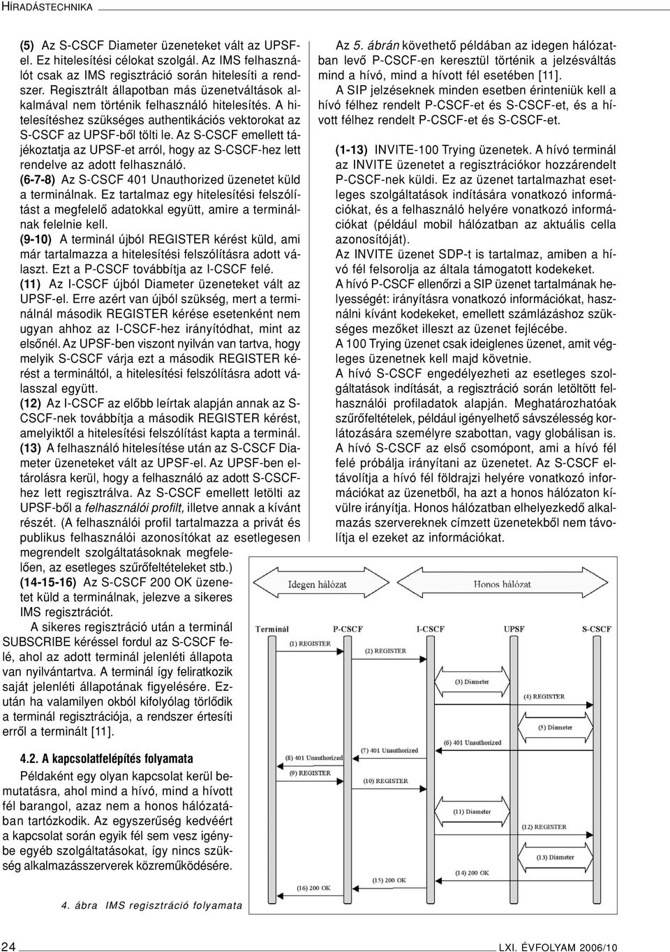 Az S-CSCF emellett tájékoztatja az UPSF-et arról, hogy az S-CSCF-hez lett rendelve az adott felhasználó. (6-7-8) Az S-CSCF 401 Unauthorized üzenetet küld a terminálnak.