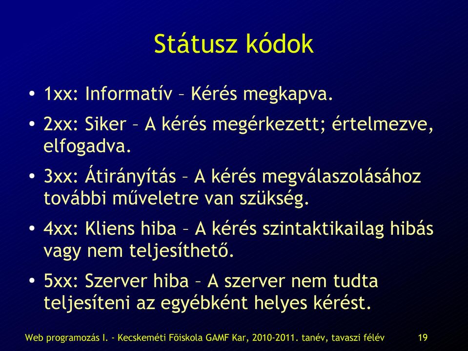 3xx: Átirányítás A kérés megválaszolásához további műveletre van szükség.