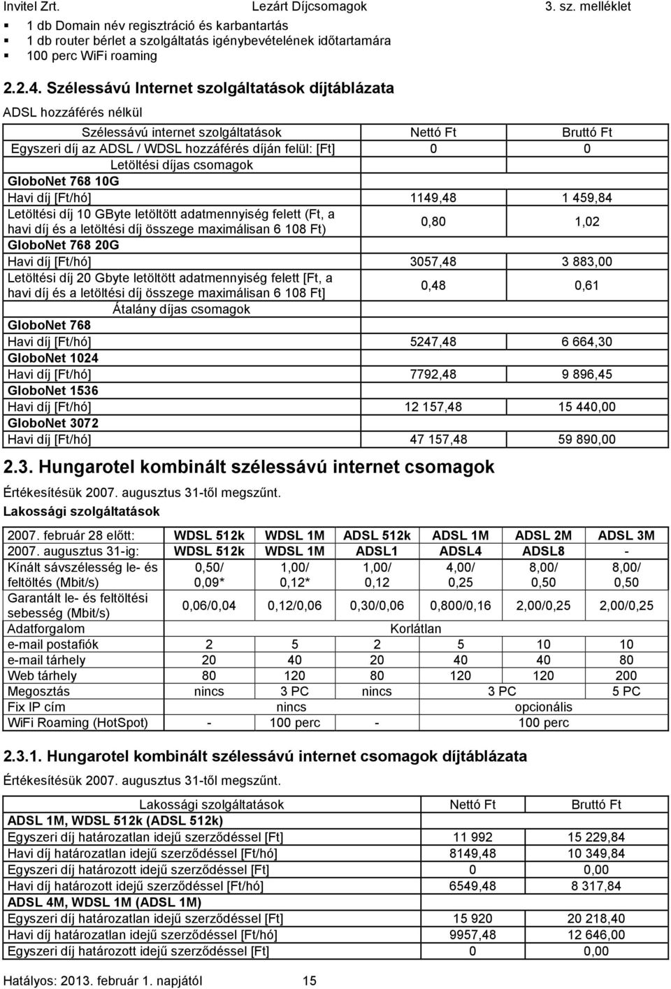 díjas csomagok GloboNet 76810G Havi díj [Ft/hó] 1149,48 1459,84 Letöltési díj 10 GByte letöltött adatmennyiség felett (Ft, a havi díj és a letöltési díj összege maximálisan 6108 Ft) 0,80 1,02