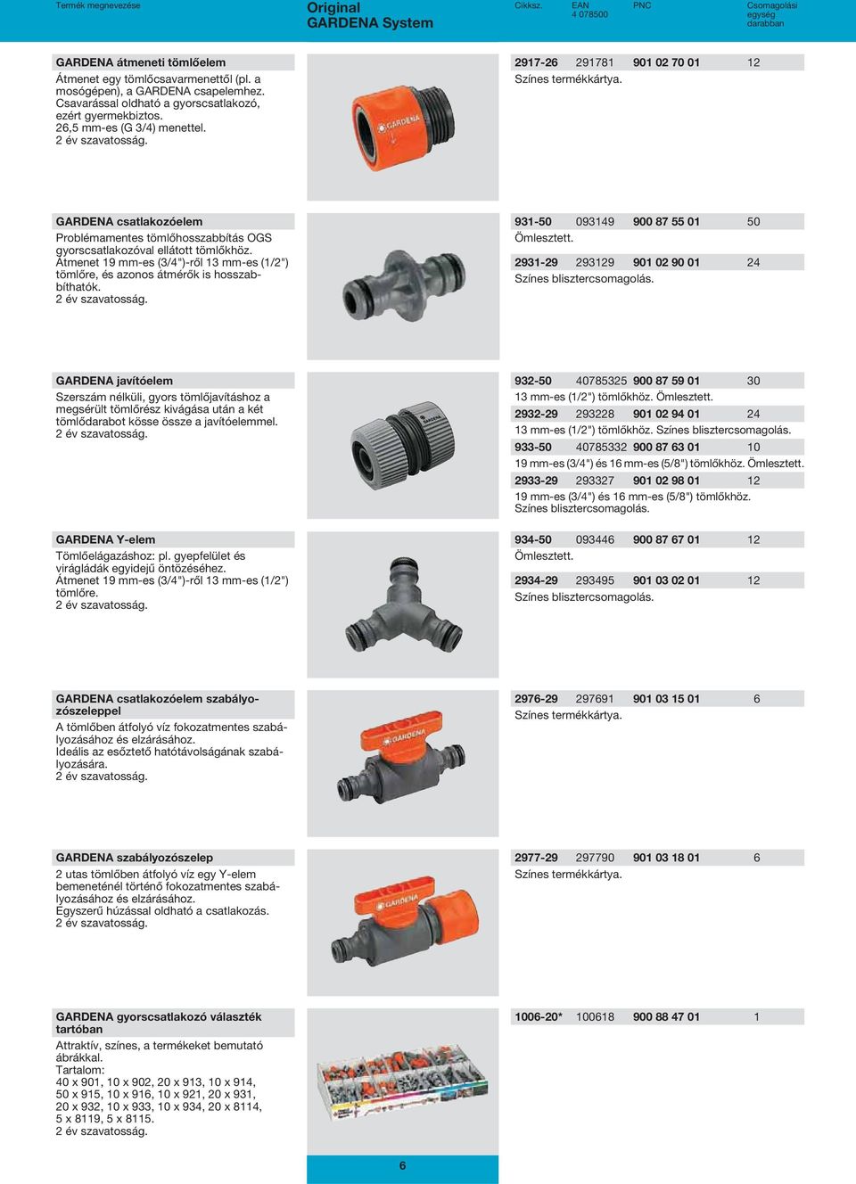 Átmenet 19 mm-es (3/4")-ről 13 mm-es (1/2") tömlőre, és azonos átmérők is hosszabbíthatók. 931-50 093149 900 87 55 01 50 Ömlesztett. 2931-29 293129 901 02 90 01 24 Színes blisztercsomagolás.