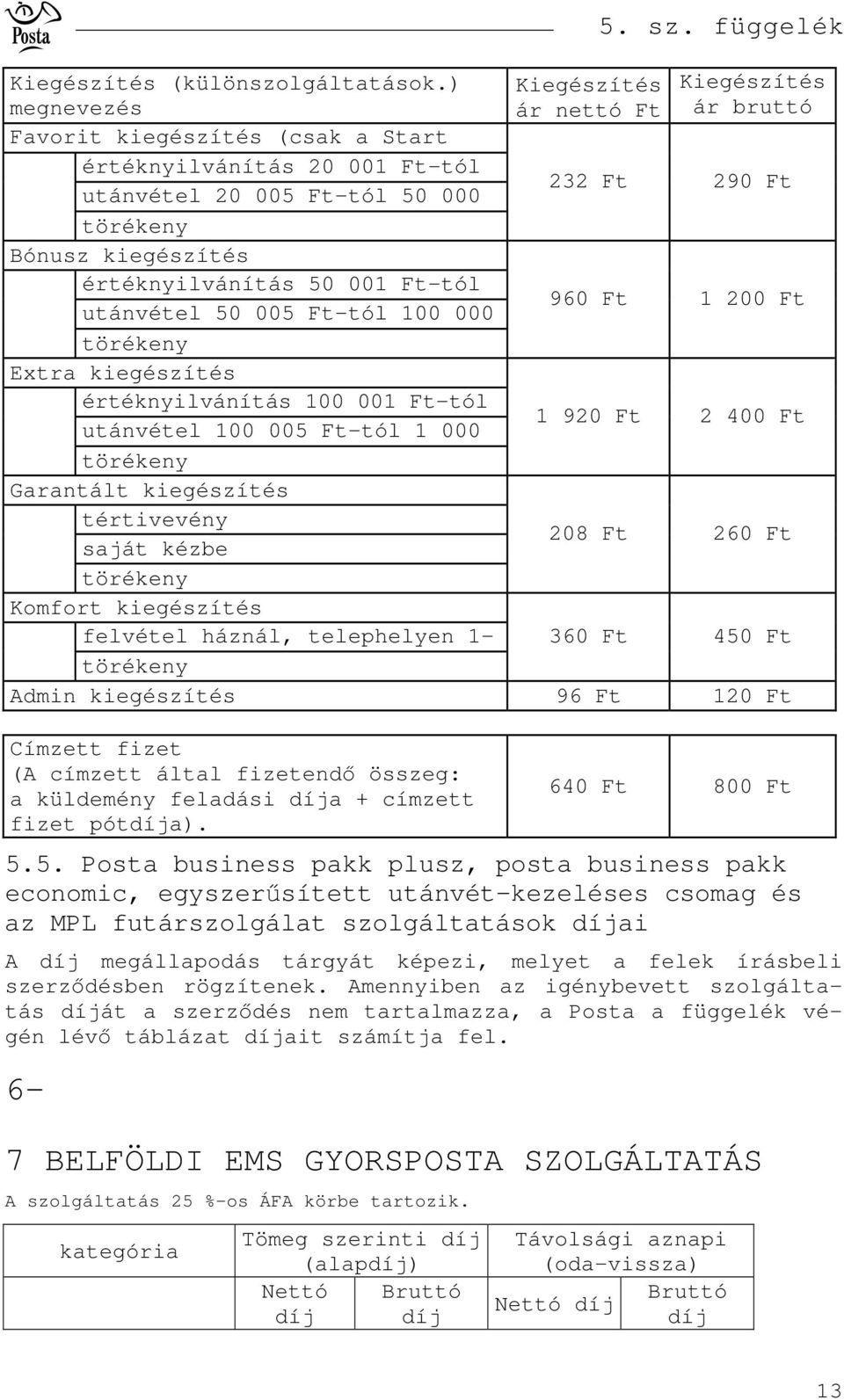 Bónusz kiegészítés értéknyilvánítás 50 001 -tól 100 utánvétel 000 -ig 50 005 -tól 100 000 960 1 200 törékeny -ig Extra kiegészítés értéknyilvánítás 100 001 -tól 1 utánvétel 000 000 -ig 100 005 -tól 1
