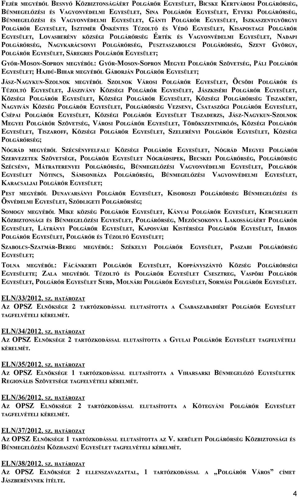 ÉRTÉK ÉS VAGYONVÉDELMI EGYESÜLET, NADAPI POLGÁRŐRSÉG, NAGYKARÁCSONYI POLGÁRŐRSÉG, PUSZTASZABOLCSI POLGÁRŐRSÉG, SZENT GYÖRGY, POLGÁRŐR EGYESÜLET, SÁREGRES POLGÁRŐR EGYESÜLET; GYŐR-MOSON-SOPRON