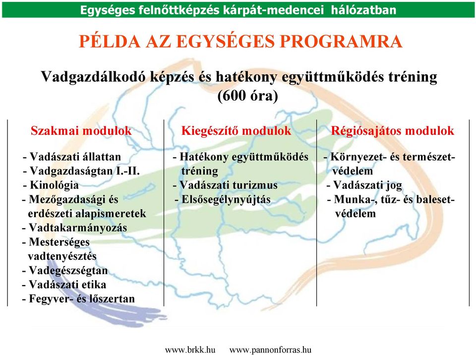 tréning védelem - Kinológia - Vadászati turizmus - Vadászati jog - Mezőgazdasági és - Elsősegélynyújtás - Munka-, tűz- és