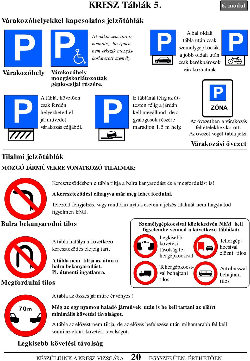 modul A táblát követõen csak ferdén helyezheted el jármûvedet várakozás céljából.