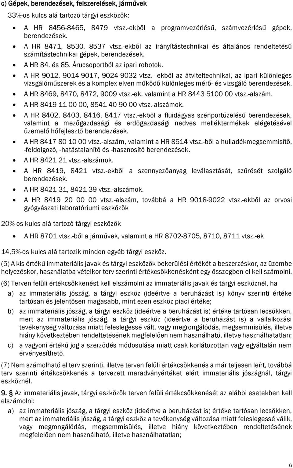 A HR 9012, 9014-9017, 9024-9032 vtsz.- ekből az átviteltechnikai, az ipari különleges vizsgálóműszerek és a komplex elven működő különleges mérő- és vizsgáló berendezések.