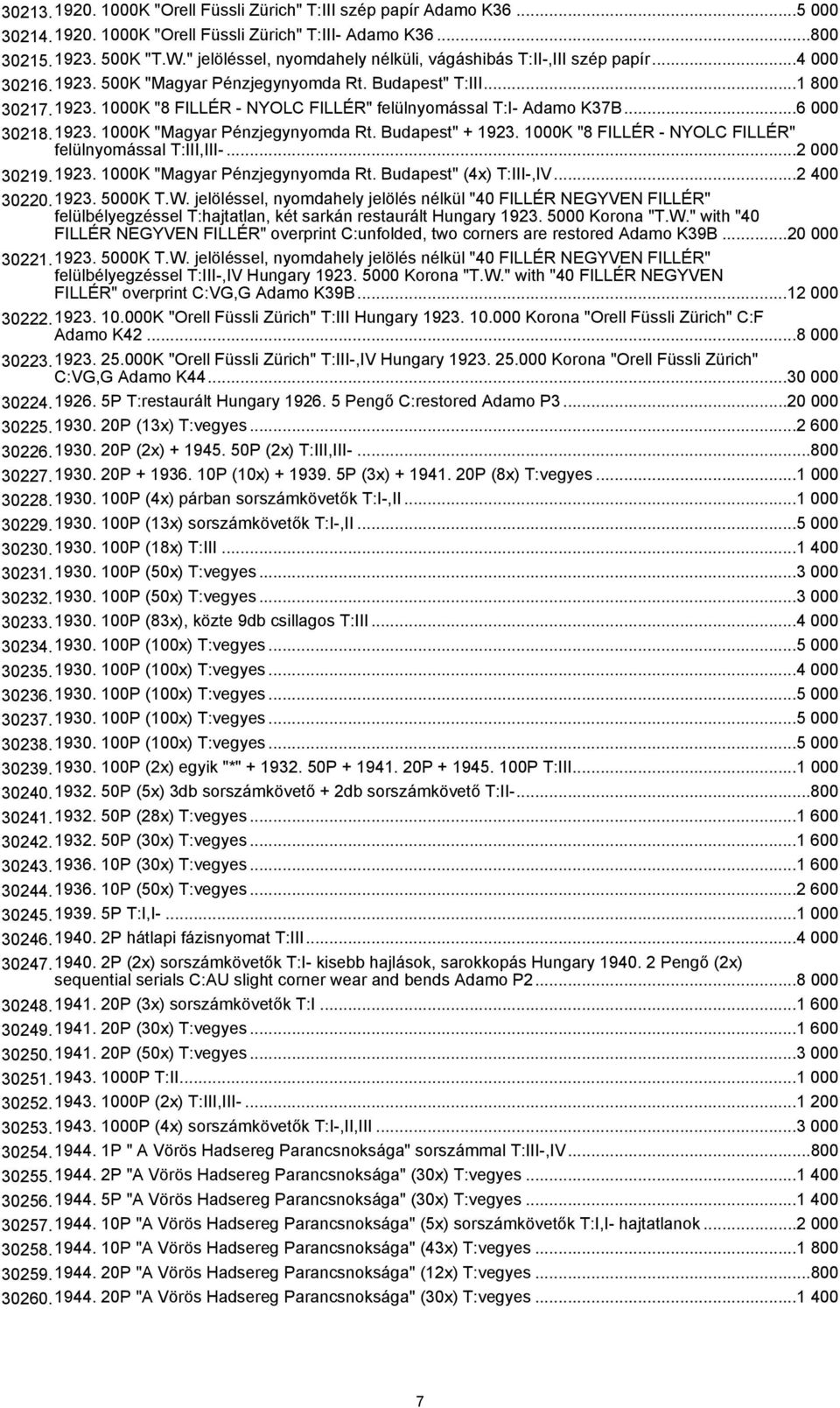 ..6 000 30218.1923. 1000K "Magyar Pénzjegynyomda Rt. Budapest" + 1923. 1000K "8 FILLÉR - NYOLC FILLÉR" felülnyomással T:III,III-...2 000 30219.1923. 1000K "Magyar Pénzjegynyomda Rt. Budapest" (4x) T:III-,IV.