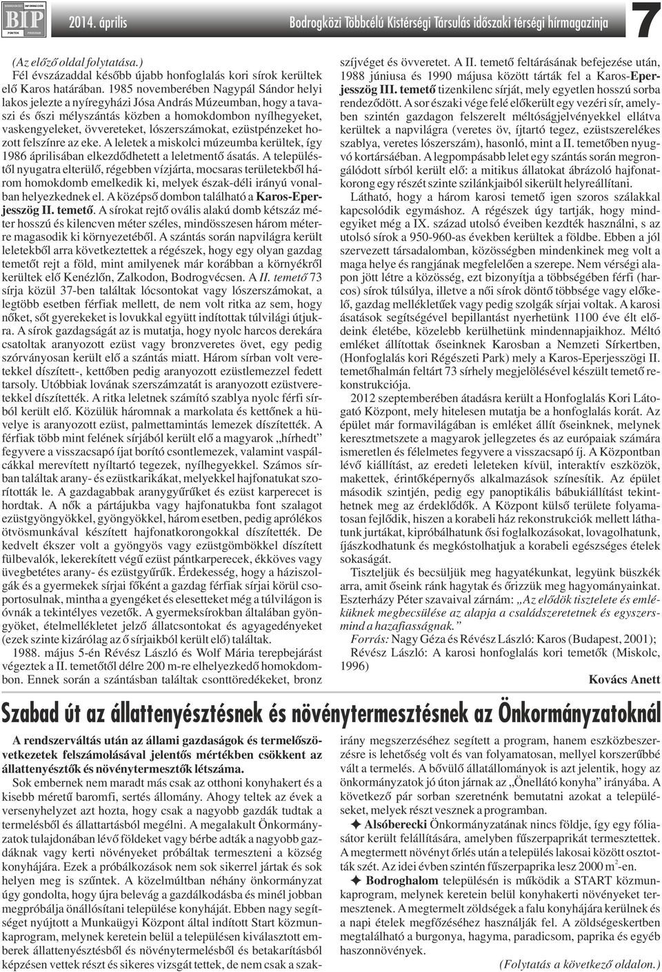 lószerszámokat, ezüstpénzeket hozott felszínre az eke. A leletek a miskolci múzeumba kerültek, így 1986 áprilisában elkezdődhetett a leletmentő ásatás.