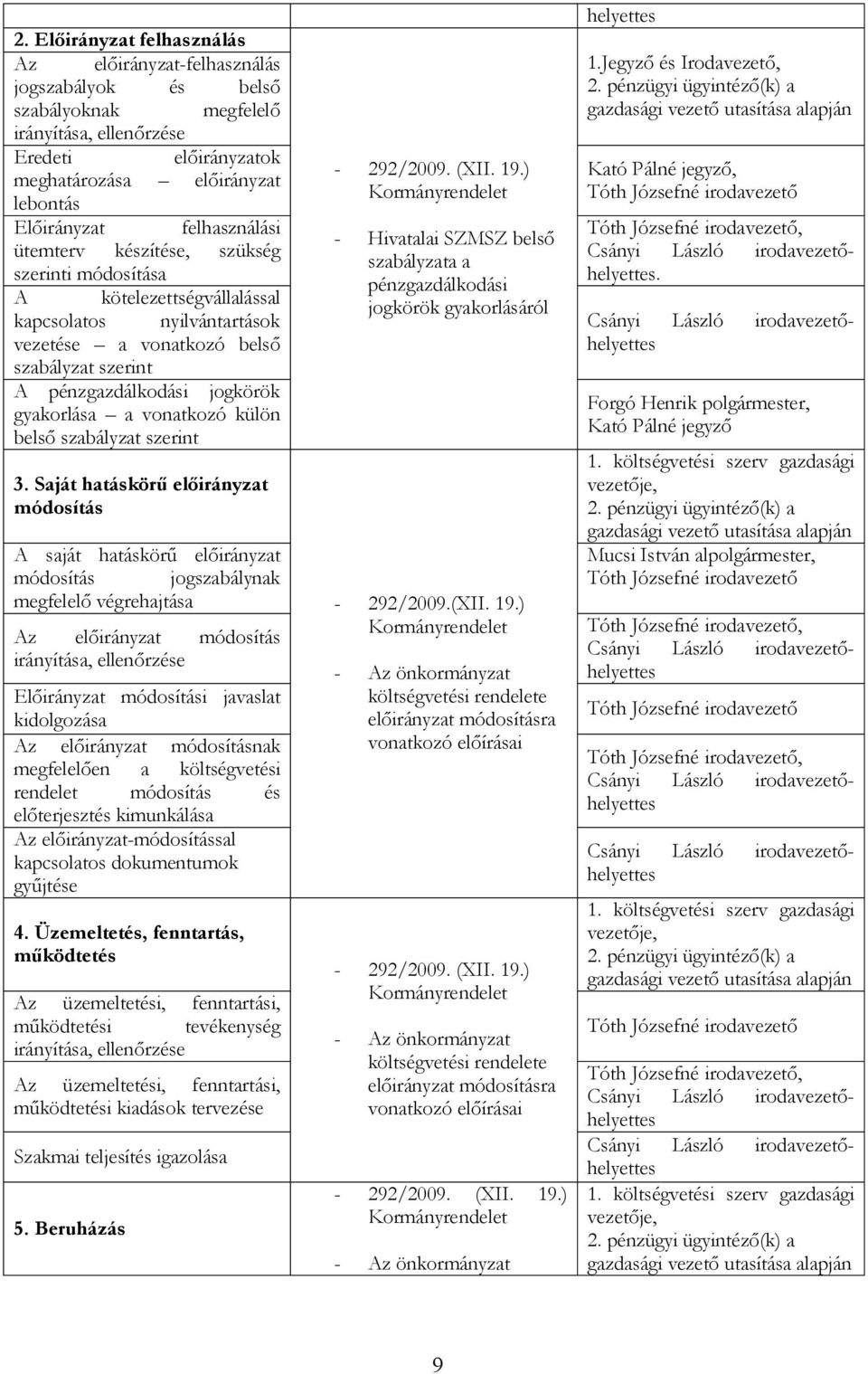 gyakorlása a vonatkozó külön belső szabályzat szerint 3.